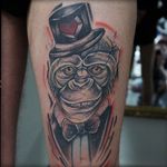 Sketch Style Dapper Monkey Tattoo by Damian Thür @MrCoffee85 #DamianThür #Sketchstyle #sketchstyletattoo #Dapper #Monkey