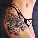 Floral hamsa tattoo by Sasha Kiseleva #hamsa #amulet #flowers #floral #blacktattoo #linework #blackwork #lines #blckwrk #dotwork #myforestink #sashakiseleva #btattooing #blxckink #onlyblackart #blacktattoomag #flowerporn