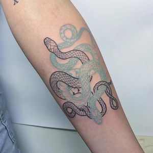 Snakes by Mirko Sata #MirkoSata #snake #linework #tattoooftheday