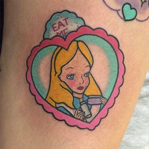 Alice in Wonderland by Shell Valentine (via IG-shell_valentine_tattoo) #disney #colorful #cartoons #kawaii #traditional #ShellValentine