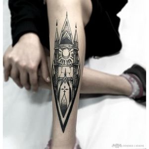 Cathedral tattoo by Otheser Latens. #architecture #blackwork #OtheserLathens #cathedral #architecturetattoo #cathedraltattoo