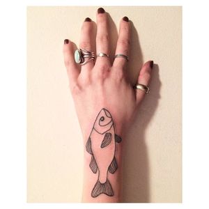 Reaching the hand, by @astrid.elisabeth #fishtattoo #fish #fineline #blackwork #linework