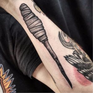 Shank Tattoo, artist unknown #shank #prisonshank #prisonknife #knife #weapon
