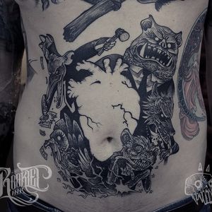 Cool tattoo by Sketchfield #Sketchfield #illustrative #blackwork #monster #gothic #negativespace #anatomicalheart