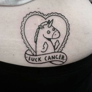 Unicorn tattoo by Mr. Heggie. #MrHeggie #blackwork #uk #british #alternative #contemporary #unicorn #cancer #fuckcancer