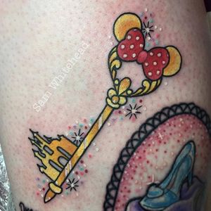 Disneyland tattoo by Sam Whitehead. #SamWhitehead #girly #cute #key #disney #disneyland