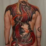 Dragon backpiece tattoo by Peter Lagergren #PeterLagergren #dragontattoos #color #newtraditional #dragon #mythicalcreature #mythical #beast #wings #magic #medieval