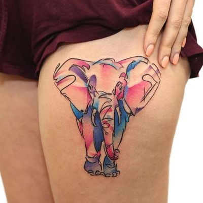 Illustrative pastel watercolor elephant by Georgia Grey (IG—georgia_grey). #elephant #GeorgiaGrey #watercolor