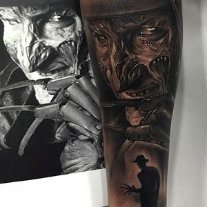 Jaw dropping Freddy Krueger tattoo done by Fredy Tomas. #FredyTomas #ExoticTattoo #realistictattoo  #portraittattoo #FreddyKrueger