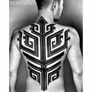 Back tattoo by Ben Volt #patternwork #patternworktattoo #backpiece #backpiecetattoos #backtattoo #blackwork #blackworktattoo #tribal #tribaltattoo#BenVolt