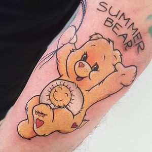 Care Bear tattoo by Drea Darling. #DreaDarling #carebear #cute #girly #bear #cartoon #stuffedtoy