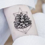 Pine cone tattoo #UlsMetzger #monochrome #dotwork #blackwork #pinecone