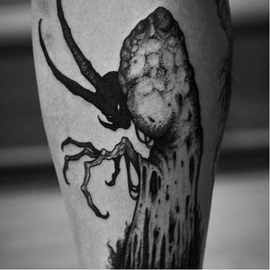 Evil monster tattoo by Sergei Titukh #SergeiTitukh #blackwork #monster