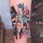 Colorful geometric lion tattoo. By Karl Marks. #geometric #abstract #KarlMarks #animal #lion