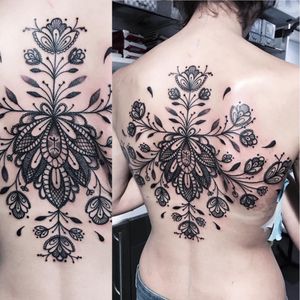 Elegant tattoo by Falukorv #Falukorv #ornamental #lace #jewel #flower