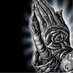 Praying hands by OG Abel #OGAbel #art #chicano #blackandgrey #prayinghands