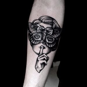 Secret tattoo by Sucha Igla #SuchaIgla #dotwork #blackwork #butterfly #mask