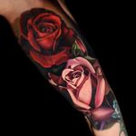 Beautiful roses tattoo by Nikko Hurtado via @nikkohurtado #rose #floral #realistic #realism #NikkoHurtado