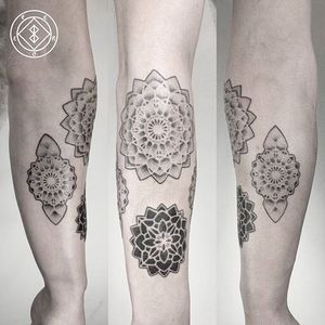 Mandala tattoo by Bleck. #Bleck #pointillism #dotwork blackwork #btattooing #mandala