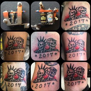 A bunch of tour tattoos celebrating the current tour with The Bouncing Souls, Dropkick Murphys and Rancid. (Via IG - bryan_kienlen)