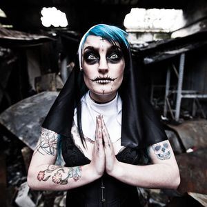 Photo by Stephen Charles Studio. #tattooedwomen #tattoophotography #nun #macabre #creepy #horrifying