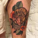 Rad dog tattoo by Leah Tattooer #LeahTattooer #neotraditional #dog