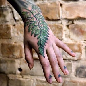 Fern tattoo by Sandra Daukshta #SandraDaukshta #realistic #painterly #paintingstyle #fern #leaf