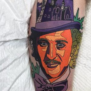 Love this abstract design of Wonka Tattoo by Geary Morrill #WillyWonka #RoaldDahl #chocolate #movie #retro #childhood #abstract #GeneWilder