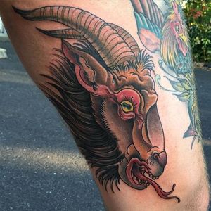 Goat tattoo by Craig Gardyan #goat #neotraditional #CraigGardyan