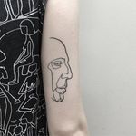 Alan Rickman portrait tattoo by Julia Shpadyreva. #JuliaShpadyreva #blackwork #fineline #alanrickman #portrait #severussnape #actor #tribute