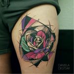Rose tattoo by Daniela Degtiar #DanielaDegtiar #graphic #sketchstyle #abstract #watercolor #rose