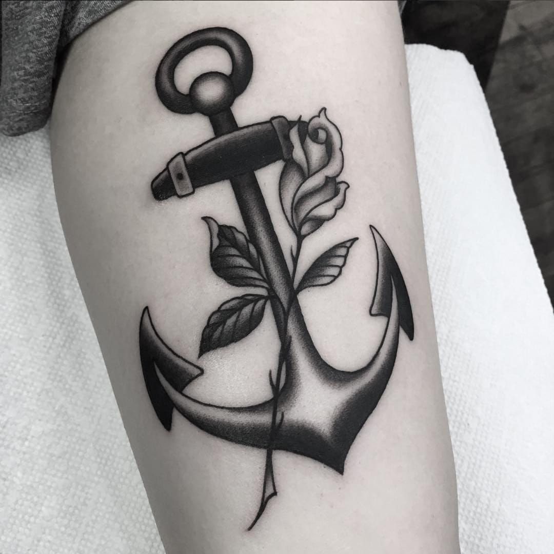 White anchor illustration Sailor tattoos Anchor anchor ink technic png   PNGEgg