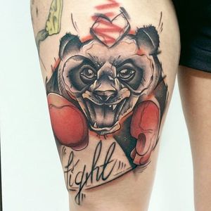Sketch Style Panda Boxer Tattoo by Damian Thür @MrCoffee85 #DamianThür #Sketchstyle #sketchstyletattoo #Panda #Boxer