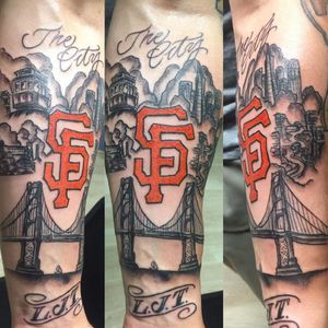 San Francisco Giants Tattoo. (via IG - dont_tell_mom_tattoo) #MLB #Playoffs #Baseball #BaseballTattoo #Giants #sanfrancisco