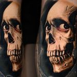Close up of Nikko Hurtado's (IG—nikkohurtado) Evil Dead sleeve. #Ash #BruceCampbell #color #demonicpossession #NikkoHurtado #portraiture #realism #skull