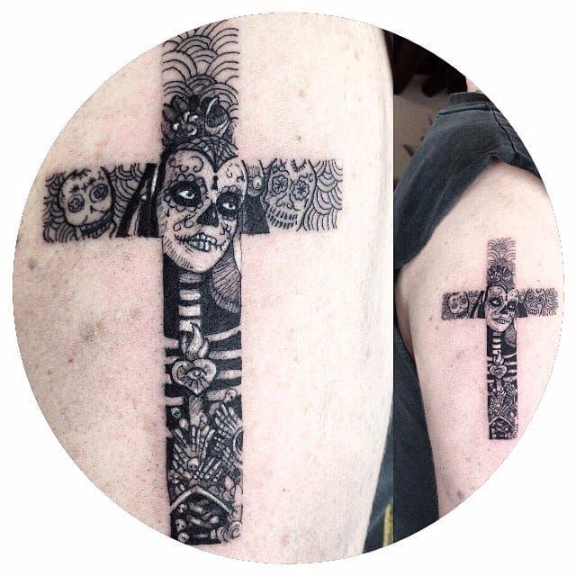 Cross stabbed skull tattoo  Tattoogridnet