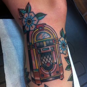Jukebox tattoo by Zach Hart #jukebox #music #traditional #ZachHart