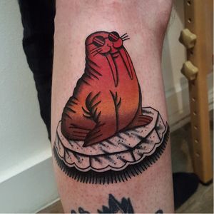 Funky walrus tattoo by Rion #Rion #traditional #walrus
