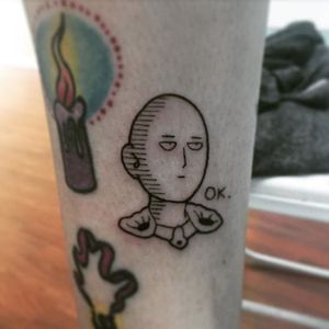 One Punch Man tattoo by veggiesaurus on Instagram. #onepunchman #opm #saitama #anime #funny #linework