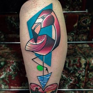 Flamingo Tattoo by Mike Boyd #abstract #cubism #moderntattooing #MikeBoyd #flamingo