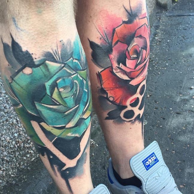 Abstract Style Rose Tattoo by David Mushaney TattooNOW