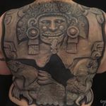Tlaltecuhtli, the devourer of fallen soldiers, by Goethe (IG—tattoosbygoethe). #blackandgrey #Goethe #Mesoamerican #neoAzteca #preHispanic #realism #statuesque #Tlaltecuhtli