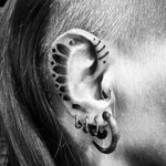 Ear tattoo by Peter Madsen. #PeterMadsen #blackwork #dotwork #ear #eartattoo