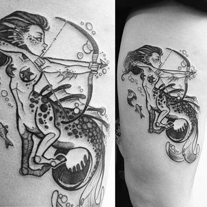 Sea centaur tattoo by Fukari. #Fuki #Fukari #JudytaAnnaMurawska #fantasy #centaur #mermaid