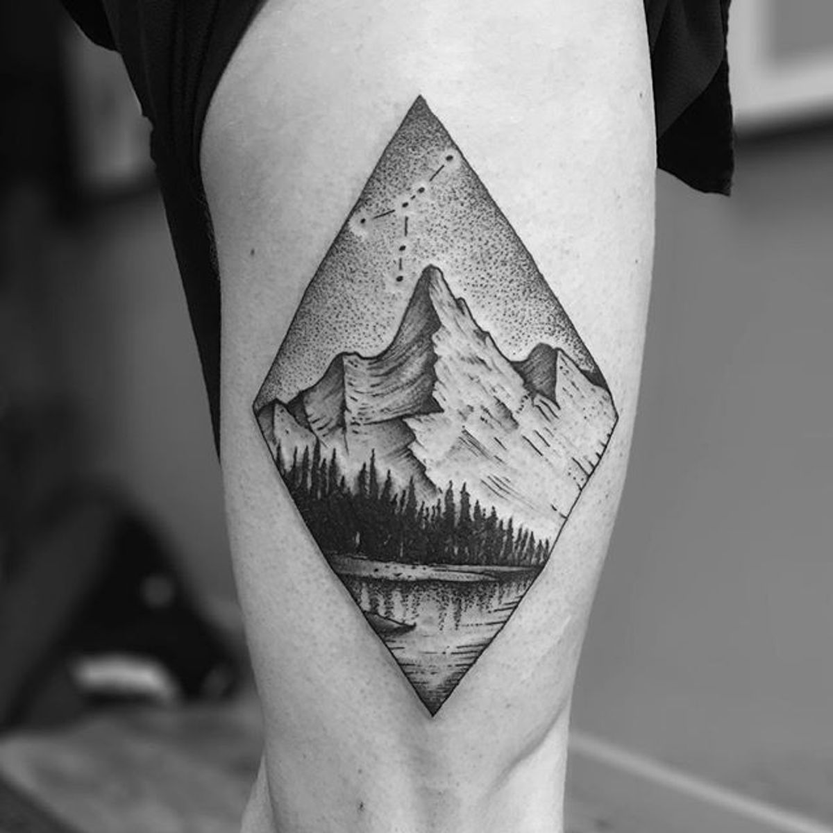 Tattoo uploaded by Robert Davies • Dotwork Landscape Tattoo by TomTom ...