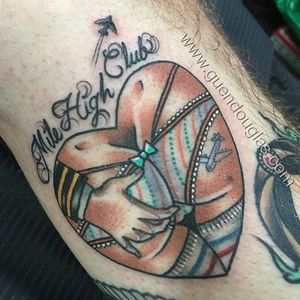 Mile high club bum tattoo by @Guen_Douglas. #GuenDouglas #traditional #butt #bum #sexy #underwear #nsfw #heart #milehighclub #pilot