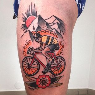 Bike tattoo by Szymon Knefel. #bike #fixie #biker #cyclist #biking #sport #traditional