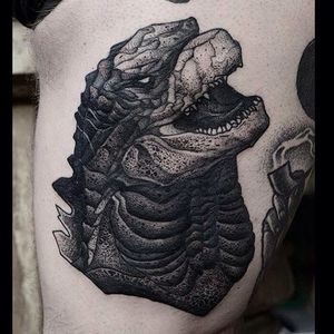 Godzilla tattoo by Bartek Wojda. #Godzilla #japanese #monster #movie #BartekWojda