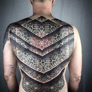 Back tattoo by Nathan Mould #patternwork #patternworktattoo #backpiece #backpiecetattoos #backtattoo #blackwork #blackworktattoo #dotwork #dotworktattoo #NathanMould