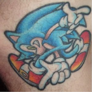 And lastly, here's Sonic, as seen on the cover of Sonic Adventures. #sonic #sonictattoo #segadreamcast #dreamcast #dreamcasttattoo #segadreamcasttattoo #sega #segatattoo